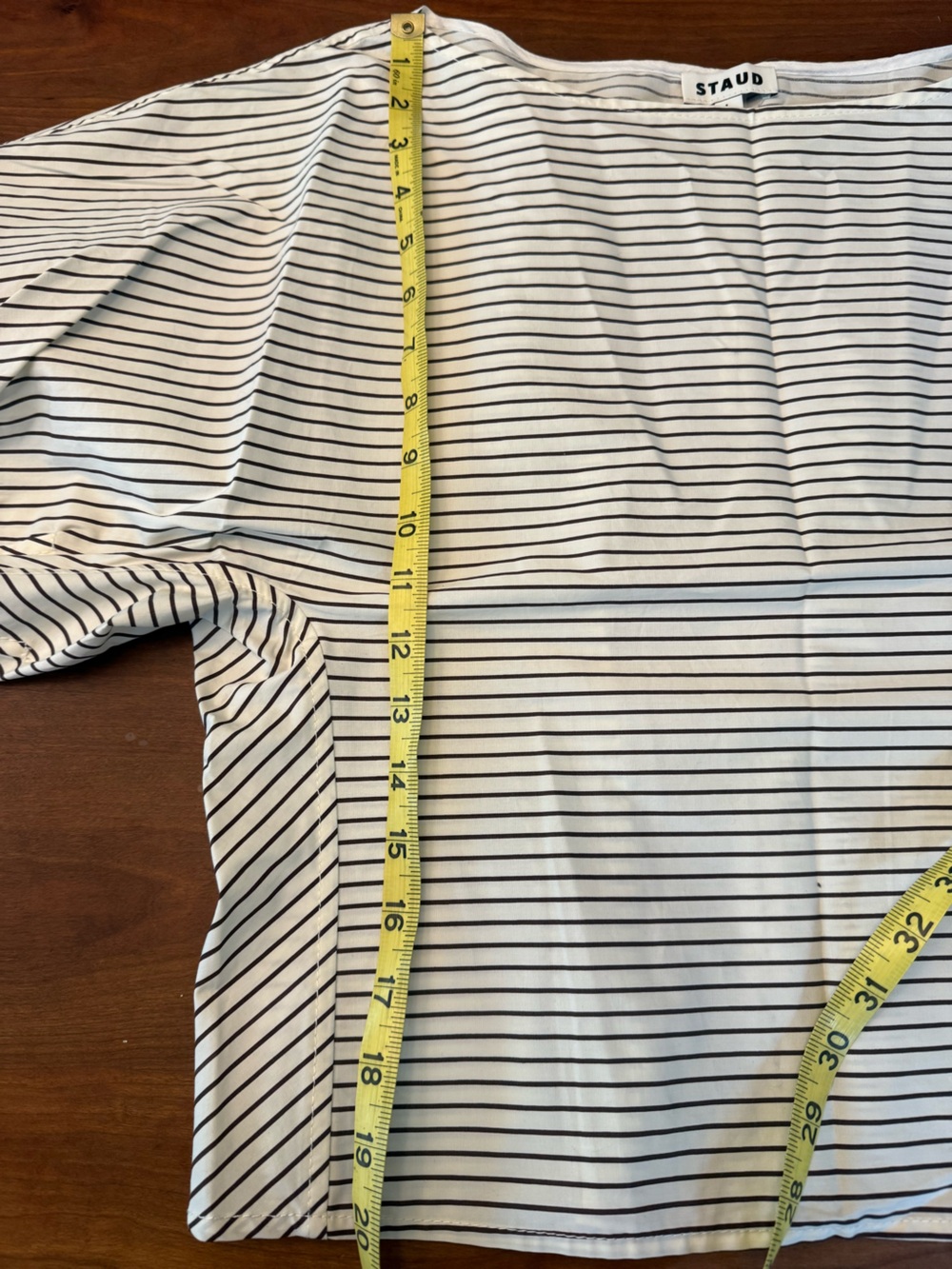 STAUD DIDI Short sleeve top Ivory/Dark oak micro stripe size Large NWT - Picture 7 of 8
